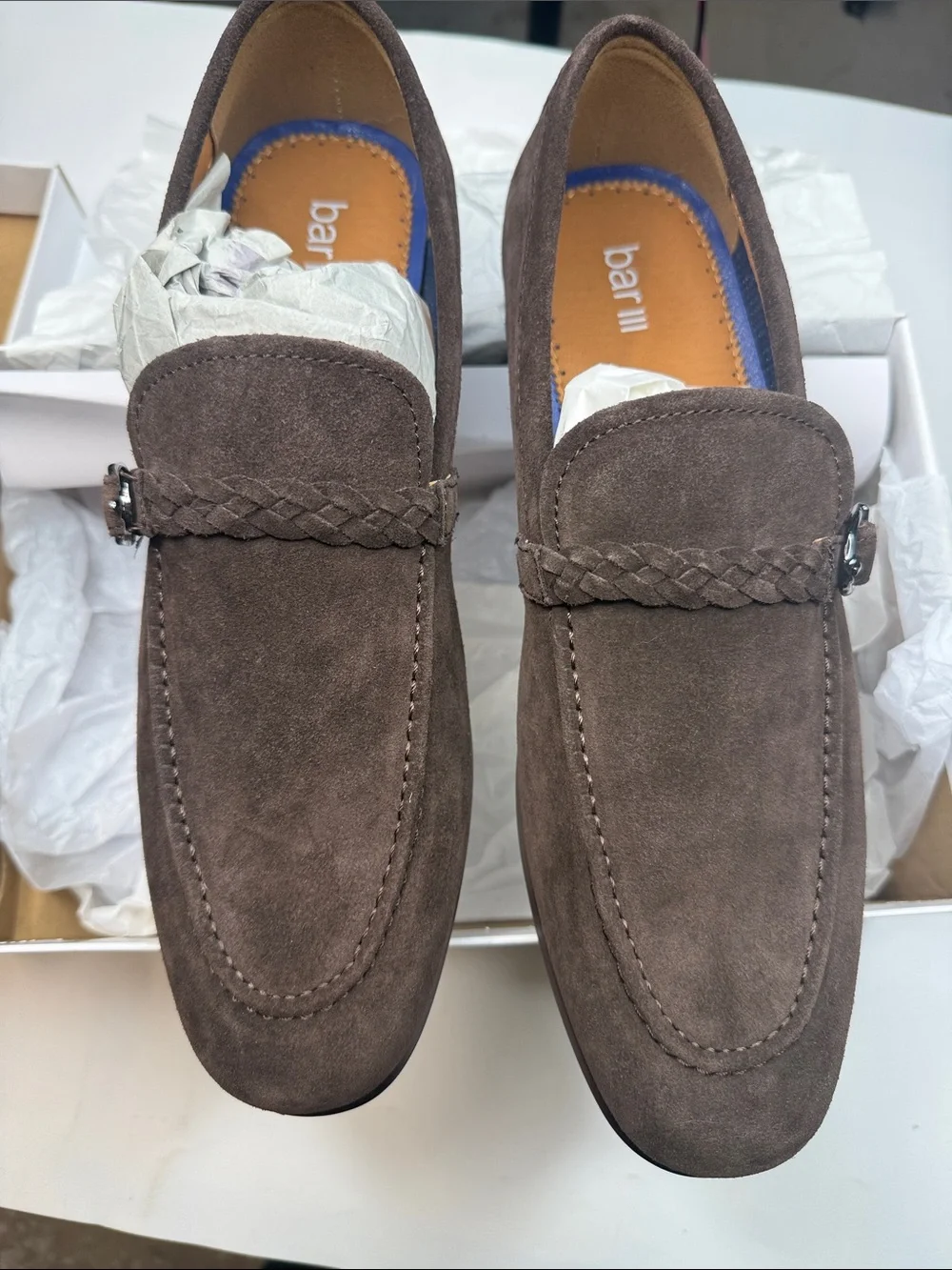 Bar III Men's Johnniey Leather Block Heel Loafers Size 10M